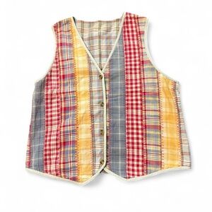 Vintage Handmade Plaid Patchwork Vest